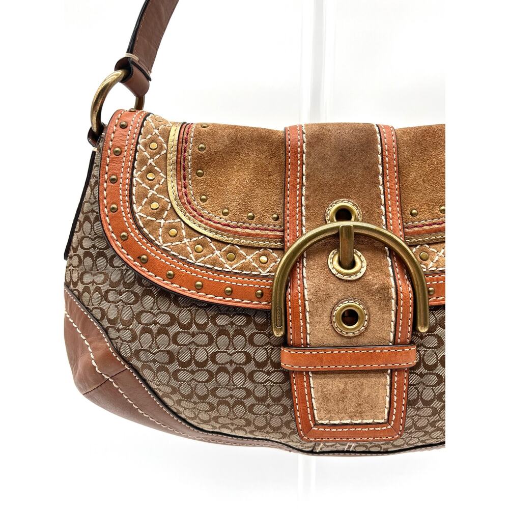 COACH SOHO Y2K Signature Studded Suede and Leather, Micro C, RARE - Picture 2 of 14